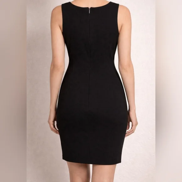 DKNY Black Blue Colorblock Fitted Dress Size 8 - Picture 2 of 6